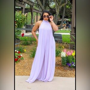Elegant Lavender Halter Maxi Dress